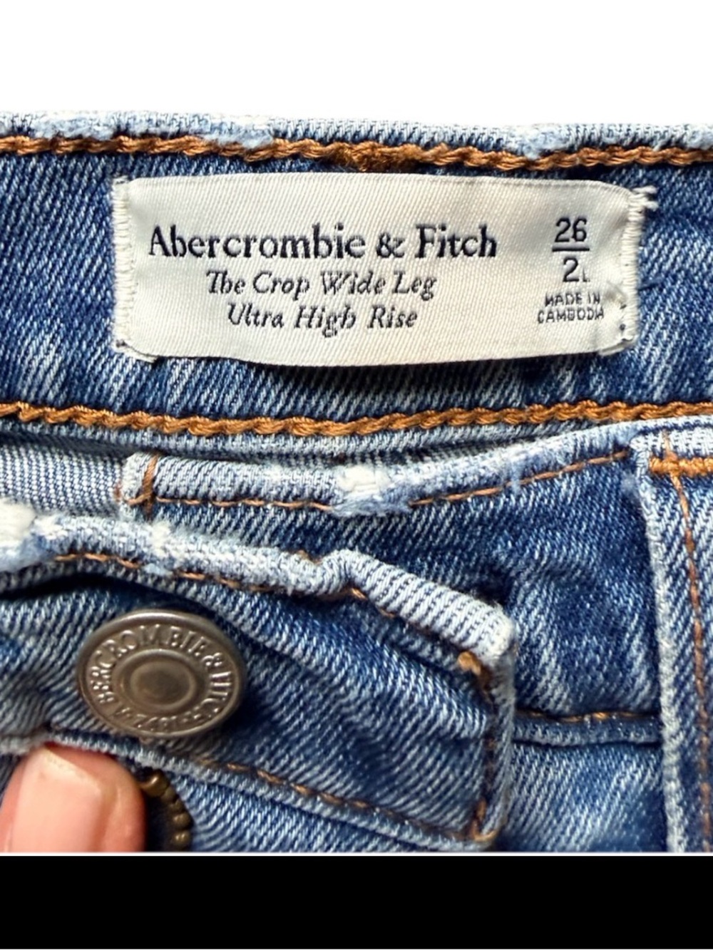 Abercrombie & Fitch Women's Crop Wide Leg Ultra High Rise Jeans - Blue Sz 2